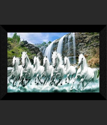 SNDArt Vastu 7 Running Horses Wall Paintings For Living Room 11 x 14 inch
