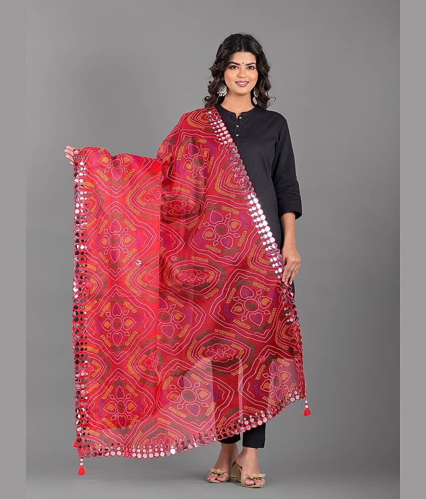 Apratim Red Cotton Blend Women's Dupatta - ( Pack of 1 )