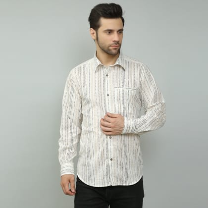white Cotton printed full sleeves shirt-XS