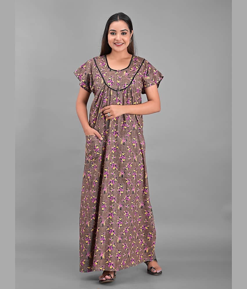 Apratim - Brown Cotton Women's Nightwear Nighty & Night Gowns ( Pack of 1 )