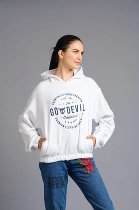 Go Devil Originals Printed Grey Hoodie for Women S