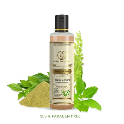Khadi Natural Heena & Tulsi Extra Hair Conditioning Cleanser SLS & Paraben Free - 210ml Sale Khadi Natural Heena & Tulsi Extra Hair Conditioning Cleanser SLS & Paraben Free - 210ml Sale