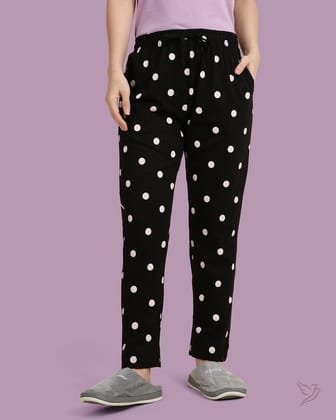 Polka dots Night Pants - Black-XS / Jet Black