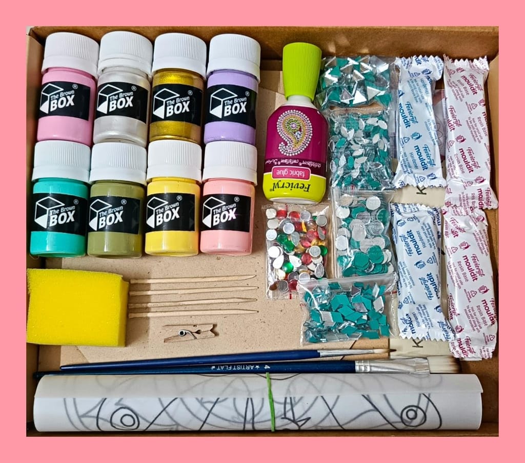 The brown box Lippan Art Kit, lippan Art kit for Adults,Art and Craft Kit,Craft Kit,Craft Kit for Adults,Hobby Kit,DIY Kit,Ideal for Christmas Gifting, Artists, Students - Pooja Needs | Buy online on ZillyBuy