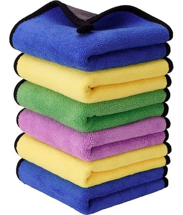 Auto Hub Multicolor 800 GSM Drying Towel For Automobile ( Pack of 6 )