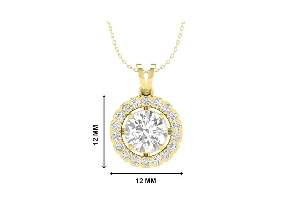 Round Halo Solitaire Necklace