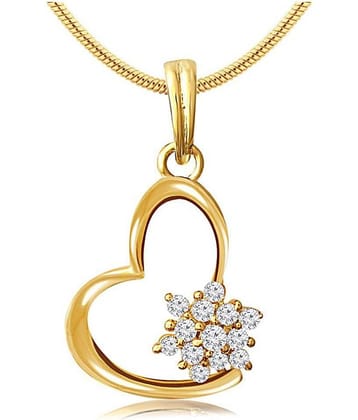 Spargz Golden CZ Diamond Heart Flower Pendant For Women