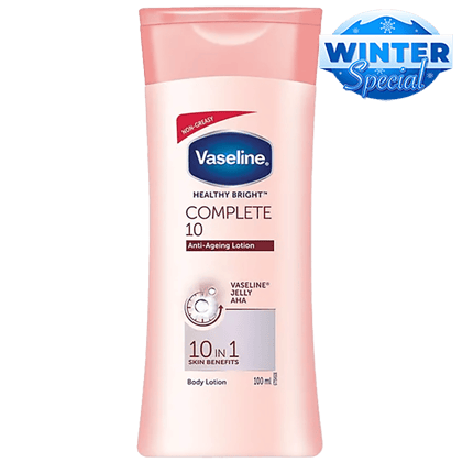 Vaseline Healthy Bright Complete 10 Anti-Ageing Body Lotion - 10 In 1 Skin Benefits + Vaseline Jelly, Aha, Non-Greasy, 100 Ml Vaseline Healthy Bright Complete 10 Anti-Ageing Body Lotion - 10 In 1 Skin Benefits + Vaseline Jelly, Aha, Non-Greasy, 100 Ml