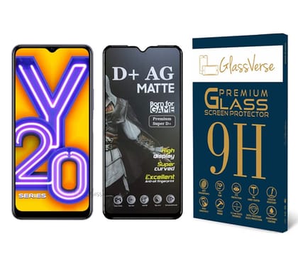 GlassVerse D+ Matte Tempered Glass With 18H Hardness For Vivo Y20A Smartphone(Pack Of 1) With Free Installation Kit Full Screen Coverage If Received Damaged-6.51 Inch GlassVerse D+ Matte Tempered Glass With 18H Hardness For Vivo Y20A Smartphone(Pack Of 1