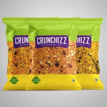 CRUNCHIZZ - 3 in 1 - NAMKEEN MIXTURE COMBO I Spicy, Crunchy, Authentic I No Artificial Additives I Perfect Tea-Time Bites I SPICY, SWEET & BOMBAY Mixture I 200 Grams Each I Total 600 Grams