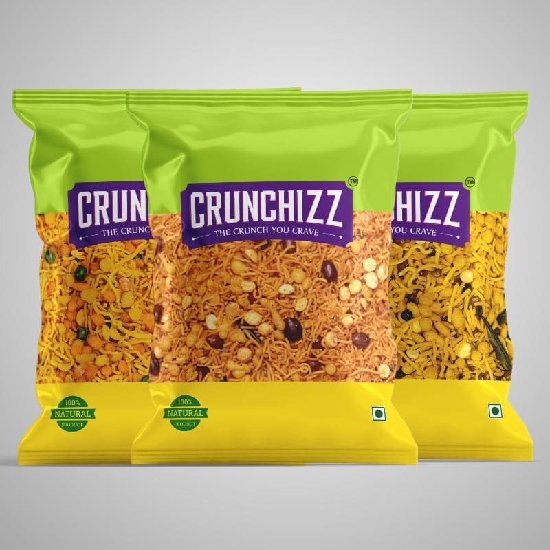 CRUNCHIZZ - 3 in 1 - NAMKEEN MIXTURE COMBO I Spicy, Crunchy, Authentic I No Artificial Additives I Perfect Tea-Time Bites I SPICY, SWEET & BOMBAY Mixture I 200 Grams Each I Total 600 Grams