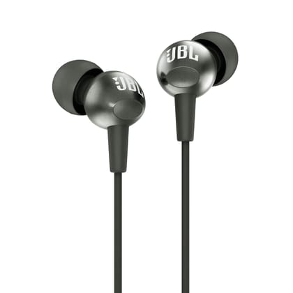 JBL C200SI, Premium in Ear Wired Earphones with Mic, Signature Sound, One Button Multi-Function Remote, Premium Metallic Finish, Angled Earbuds for Comfort fit (Gun Metal) JBL C200SI, Premium in Ear Wired Earphones with Mic, Signature Sound, One Button M