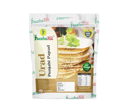 Freshokit Urad Punjabi Papad | Crispy & Delicious | Healthy Snack | Gluten Free | Urad dal with Ajwain, Kali Mirch, Hing, and other Punjabi masala (400gm)