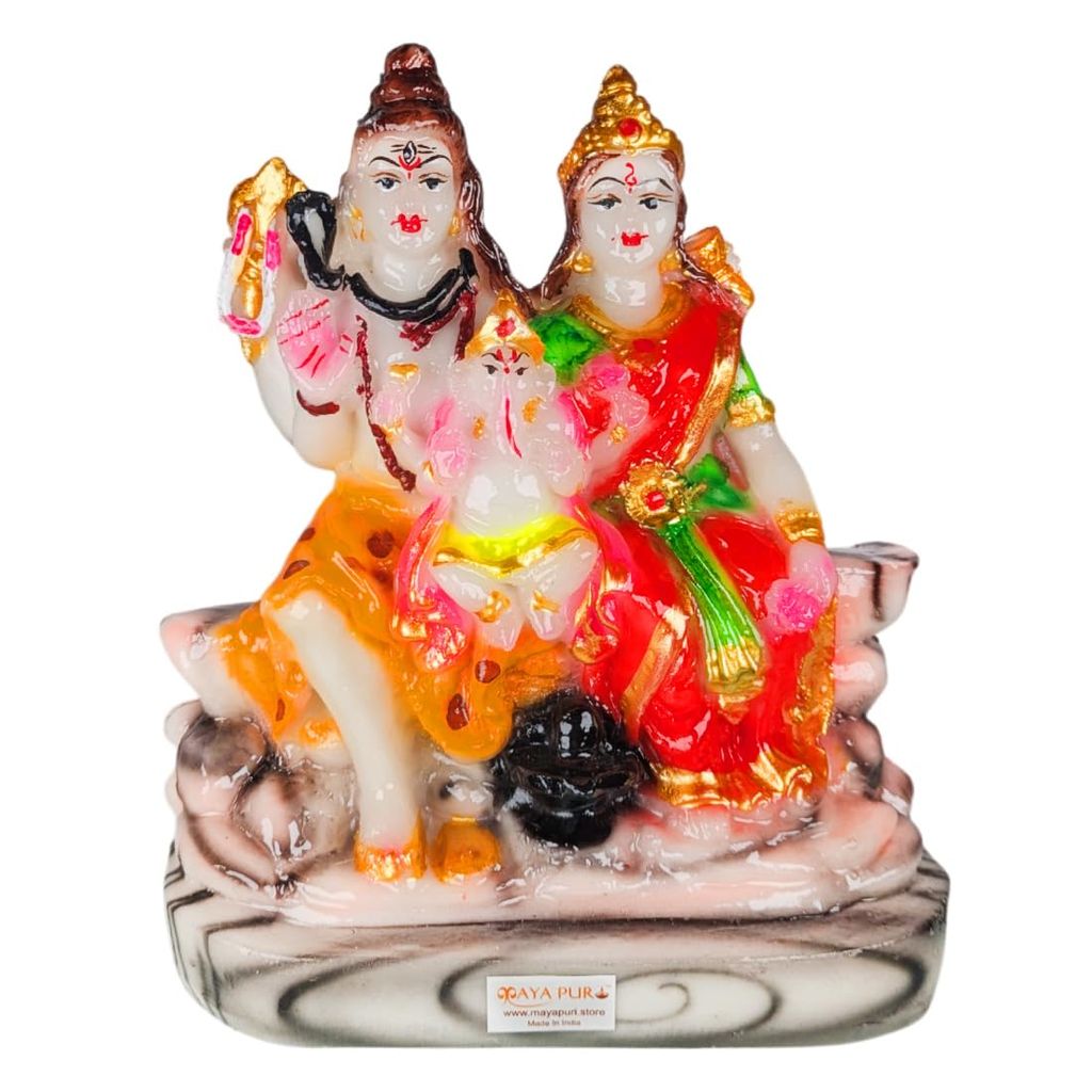 MAYAPURI Stone Dust Shiva Parvati Murti, Shiv Parivar Bholenath Shankar Maa Parvati Ganesh Family Marble Dust Idol Statue for Pooja or Decor (Height : 6 Inches) - Pooja Needs | Buy online on ZillyBuy