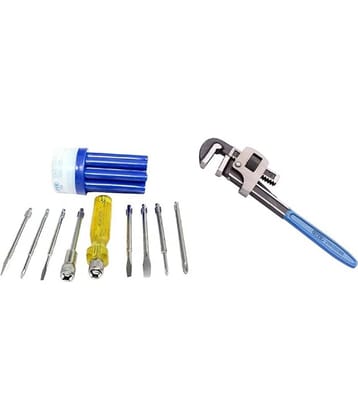 PYE Set of 2 Hand Tool (Pipe Wrench 300mm(912)/8 pc Screw driver Kit(595)