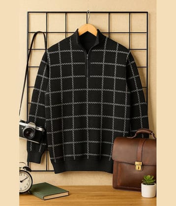 AUSTIVO Cotton Blend Round Neck Men's Full Sleeves Cardigan Sweater - Black ( Pack of 1 )