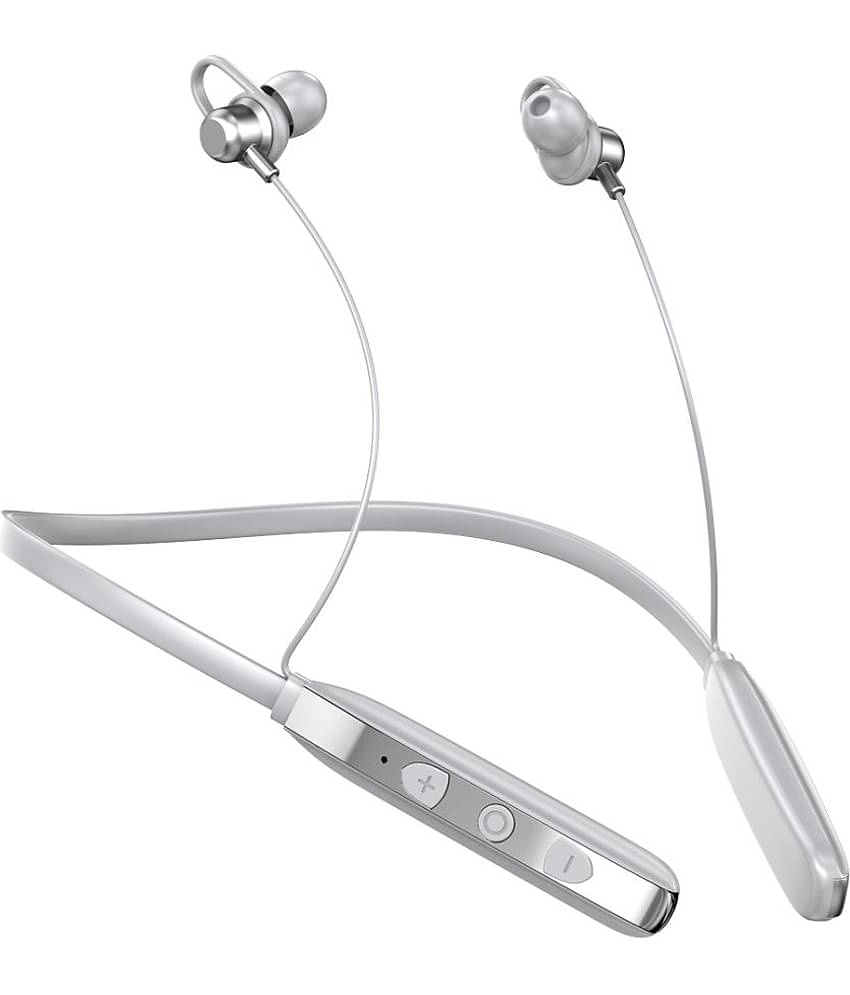 TecSox Verve Bluetooth Neckband | 30H Playtime | Deep Bass | White
