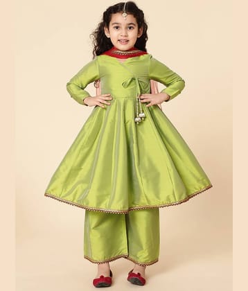 A.T.U.N. Girls Polyester Kurta and Trousers Set ( Pack of 1 , Off White )