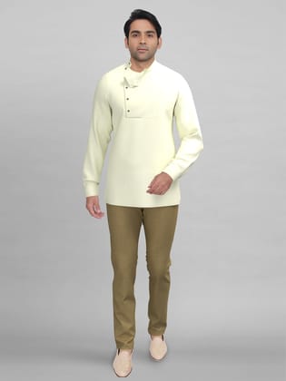 Cream Side open short kurta-XS/36 / Only Kurta - No Lowers