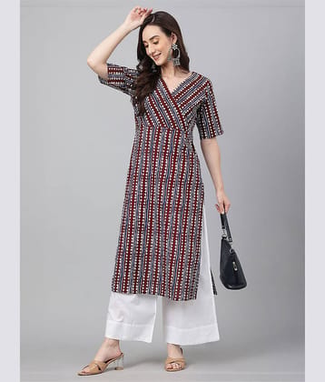 Janasya Pack of 1 Cotton Printed Straight Women's Kurti - ( Maroon )