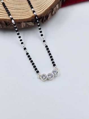 Triple Solitaire Silver Mangalsutra