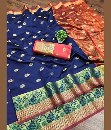 supalee Tex Cotton Silk Woven Saree With Unstitched Blouse Piece ( Green )