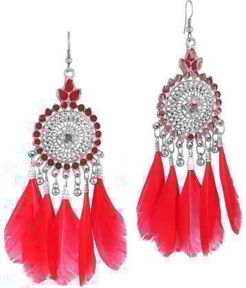 Darshini Designs - Red Tassel Earrings ( Pack of 1 )