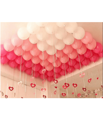 Blooms Theme Red, White and Pink  Metallic Latex Balloon (Set of 51 Pic)