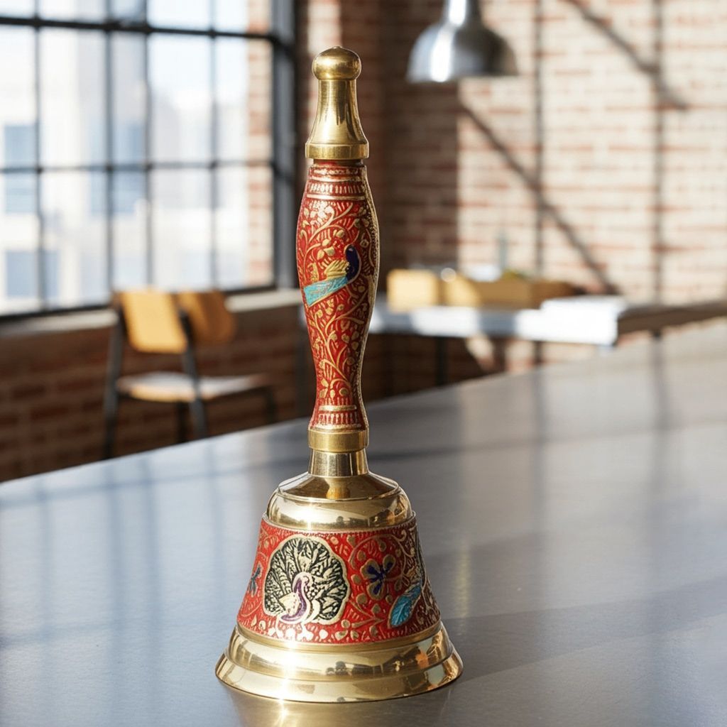 Brass Hand Bell No. 1 Red Colour, Height : 6.5 Inch (ZMAS168 A)