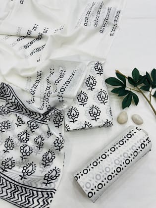 Pure Cotton Unstitched Suit With Cotton Dupatta