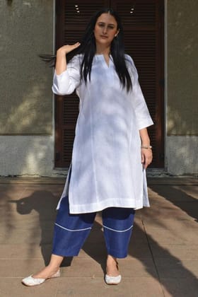 Plain Formal Cotton Set-White / S