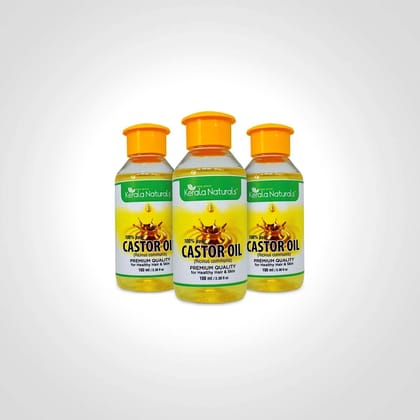 Kanan Naturale Castor Oil 300 ml (100 ml  x3 bottle) (Size - 300ml) by Kerala Naturals