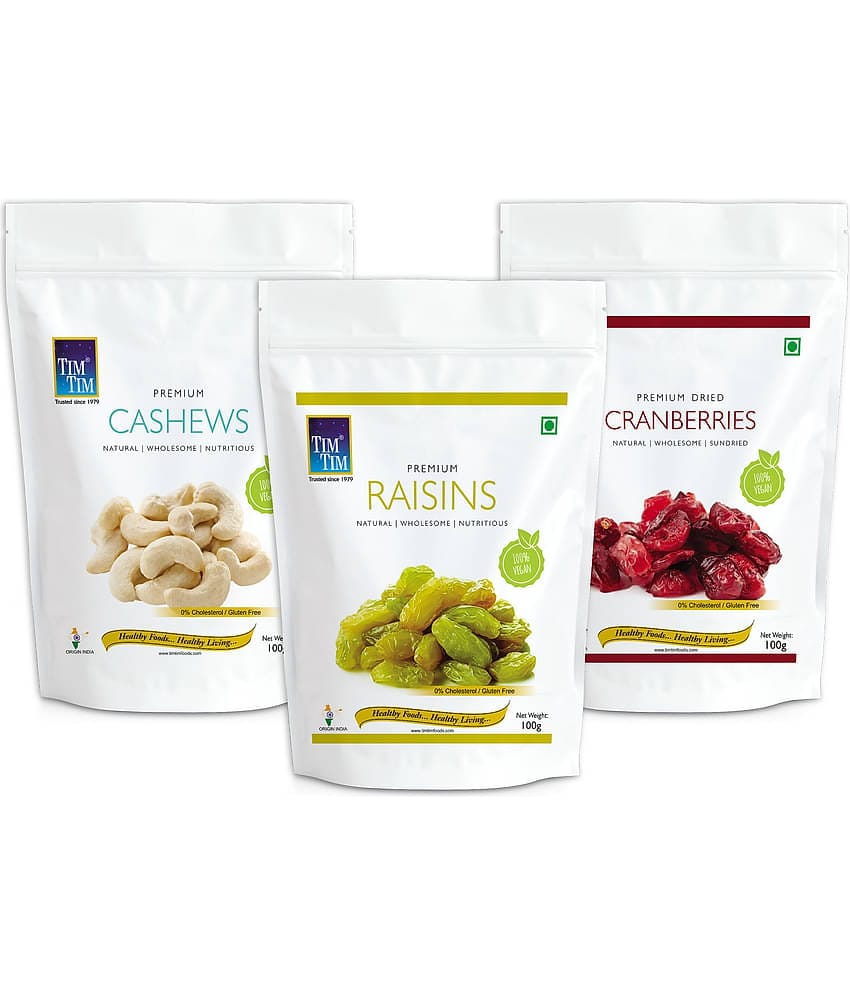 Tim Tim Combo Pack Raisins | Cashew Nuts | Cranberries, 3 x 100g
