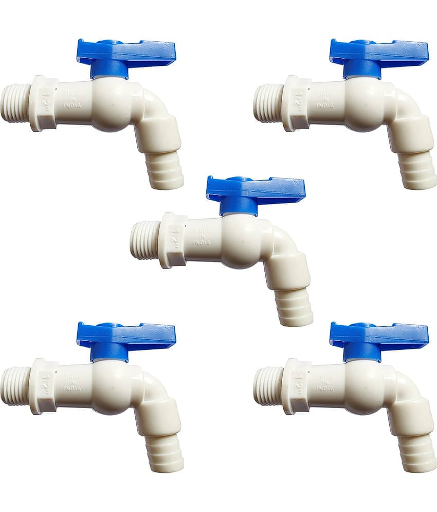 LAXMI PVC Outdoor Tap, Plastic Bibcock/Water Tap (PACK OF 5) Faucet Set Plastic (ABS) Bathroom Tap (Bib Cock)