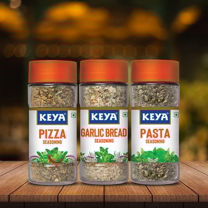 Keya Seasoning Combo| Keya Garlic Bread Seasoning 50g, Keya Pasta Seasoning 45g, Keya Pizza Seasoning 45| Pack of 3