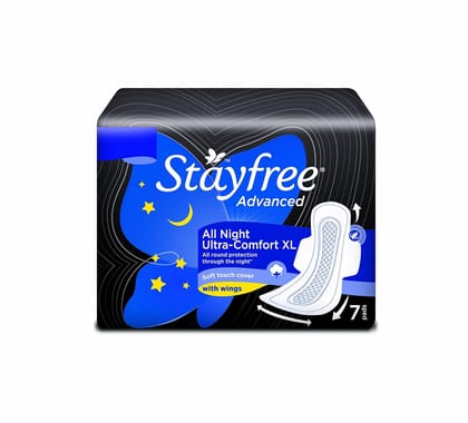Stayfree Advanced All Night Ultra-Comfort Napkin with Wings for women- 7 Pads (Extra Large) Stayfree Advanced All Night Ultra-Comfort Napkin with Wings for women- 7 Pads (Extra Large)