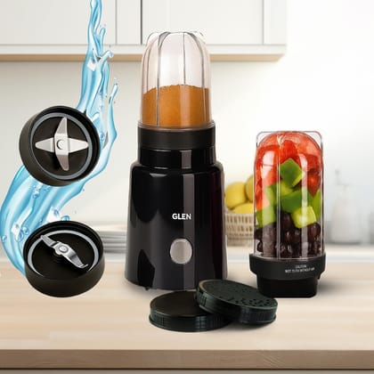 Glen Active Electric Blender Mixer Grinder for kitchen, 350W, 2 Unbreakable Jars (300ml & 500ml), 2 Stainless Steel Blades, 20000 RPM, for Smoothie Shake Juice - Black (SA4048N) Glen Active Electric Blender Mixer Grinder for kitchen, 350W, 2 Unbreakable 