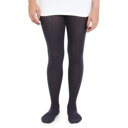 Plain Knitted Tights For Girls - Black Black 0-1 Years