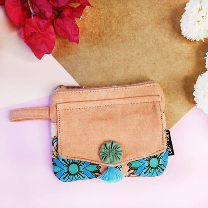Front Flap Mini Wallet - Peach Tile