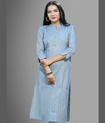 QuaClo - Blue Cotton Women's Straight Kurti ( Pack of 1 )