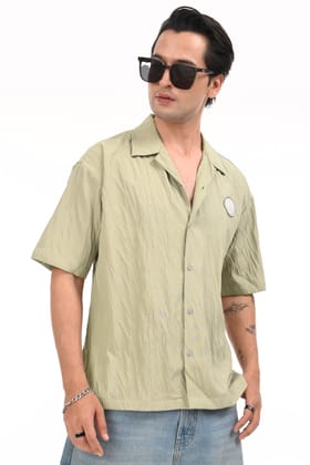 Olive Pastel Green Oversized Shirt-S / Olive