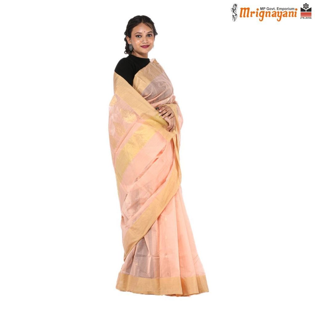 HANDLOOM CHANDERI SILK SAREE WITH BLOUSE (SKU - 1SC104120622 SAREE-1049) - Sarees | Buy online on ZillyBuy
