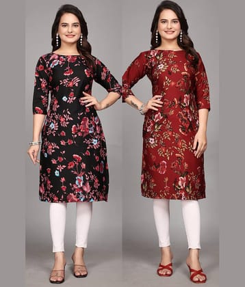 KALAVRITTA Pack of 2 Crepe Printed Straight Women's Kurti - ( Multicoloured )