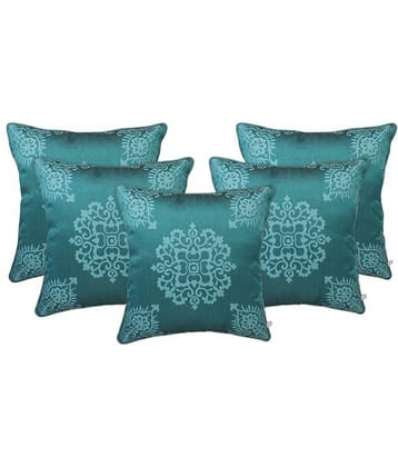 Zubix Green & White Polyester Cushion Covers Set Of 5