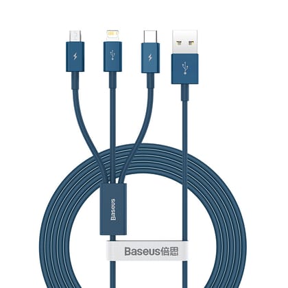 Baseus Superior Series Fast Charging Data Cable USB To M+L+C 3.5A 1.5M  (CAMLTYS-02)-Blue