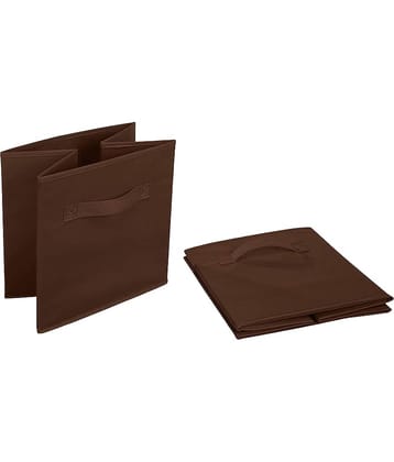 Foldable Cloth Storage Cube Basket Bins Organizer Containers Drawers Baby Toy and Cloths |Garment Storage Brown (Set Of 2)