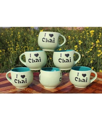 Laghima jadon Ocean Colour Round Solid Ceramic Tea Cup 150 ml ( Pack of 6 )