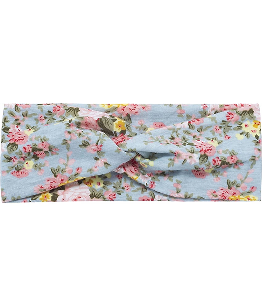 FOK 2 Pc Flower Printed Twist Knotted Yoga Sport Head Wrap Hairband Women and Girls - Sea Green