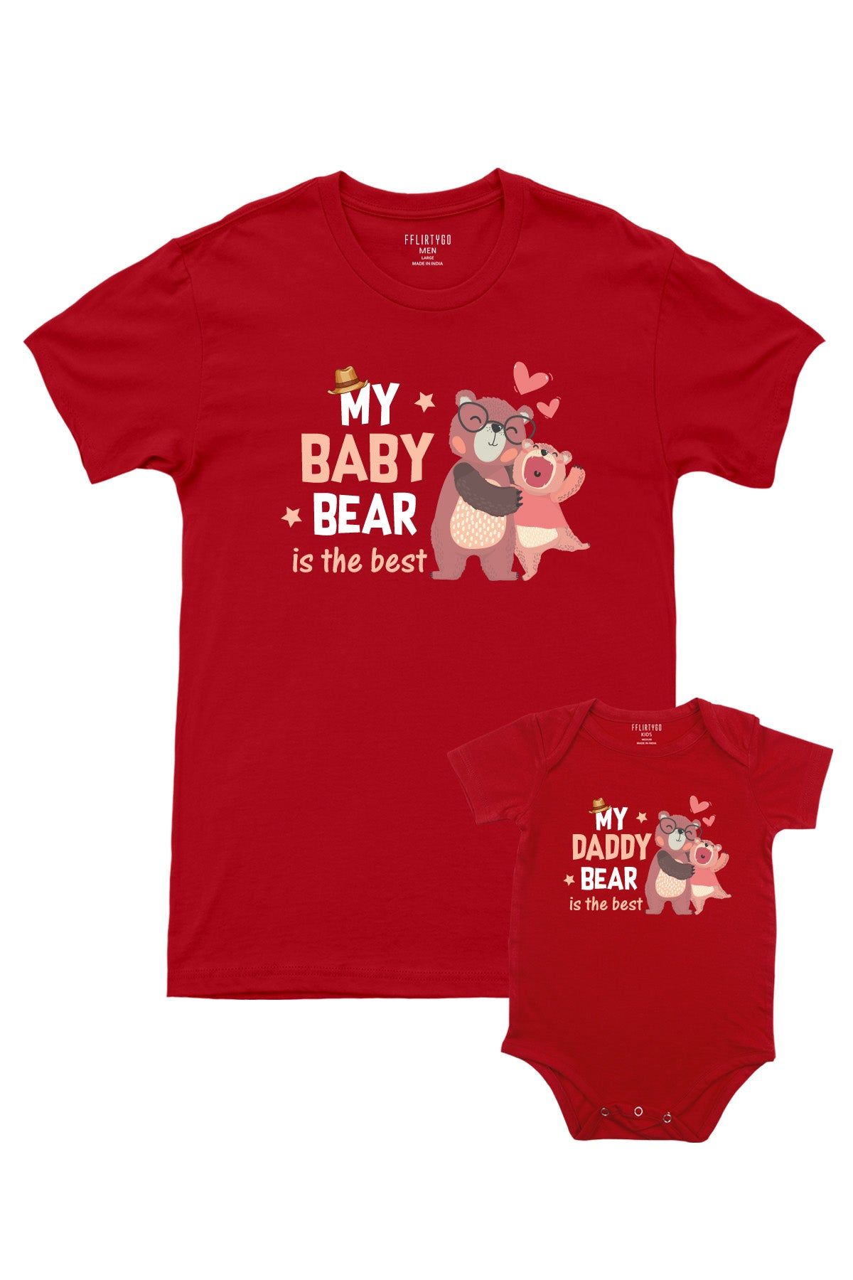 My Baby Bear - My Daddy Bear-Half Romper / S / Red