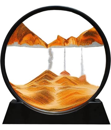 Sand Art Picture Round Glass 3D Deep Sea Sandscape in Motion Display Flowing Sand Frame Relaxing Desktop Home Office Work Decor (7 Inch, Multicolour)